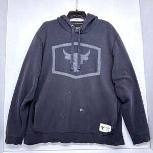 Project Rock Under Armour Black Sweatshirt Hoodie Logo Blood Sweat Respect XXL